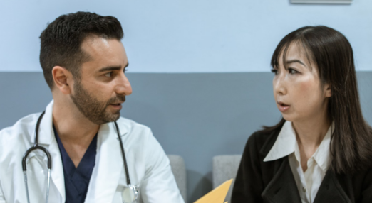 Doctor and patient talking.